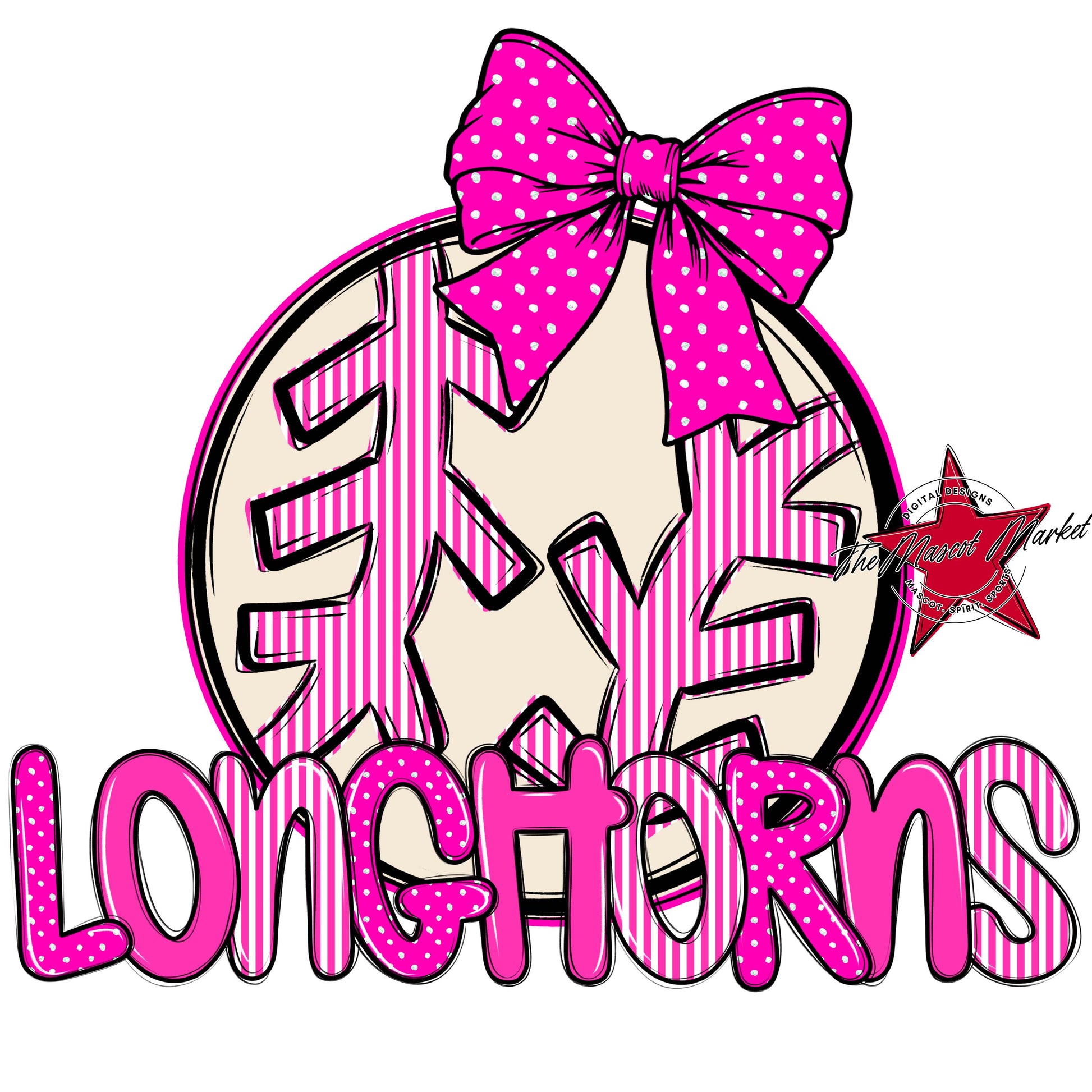Longhorns Baseball-Softball Spirit Design-Pink