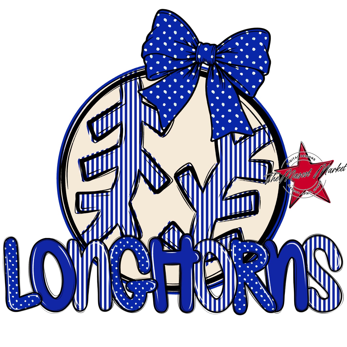 Longhorns Baseball-Softball Spirit Design-Royal Blue