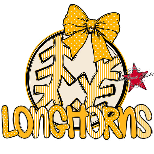 Longhorns Baseball-Softball Spirit Design-Yellow