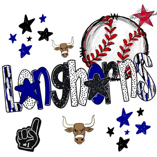 Longhorns Baseball Scrape-Blue