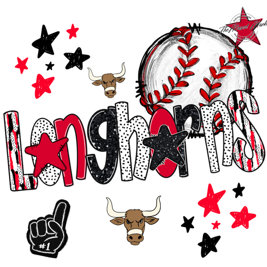 Longhorns Baseball Scrape-Red