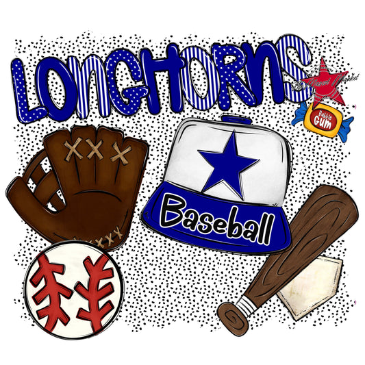 Longhorns Baseball Spirit-Blue