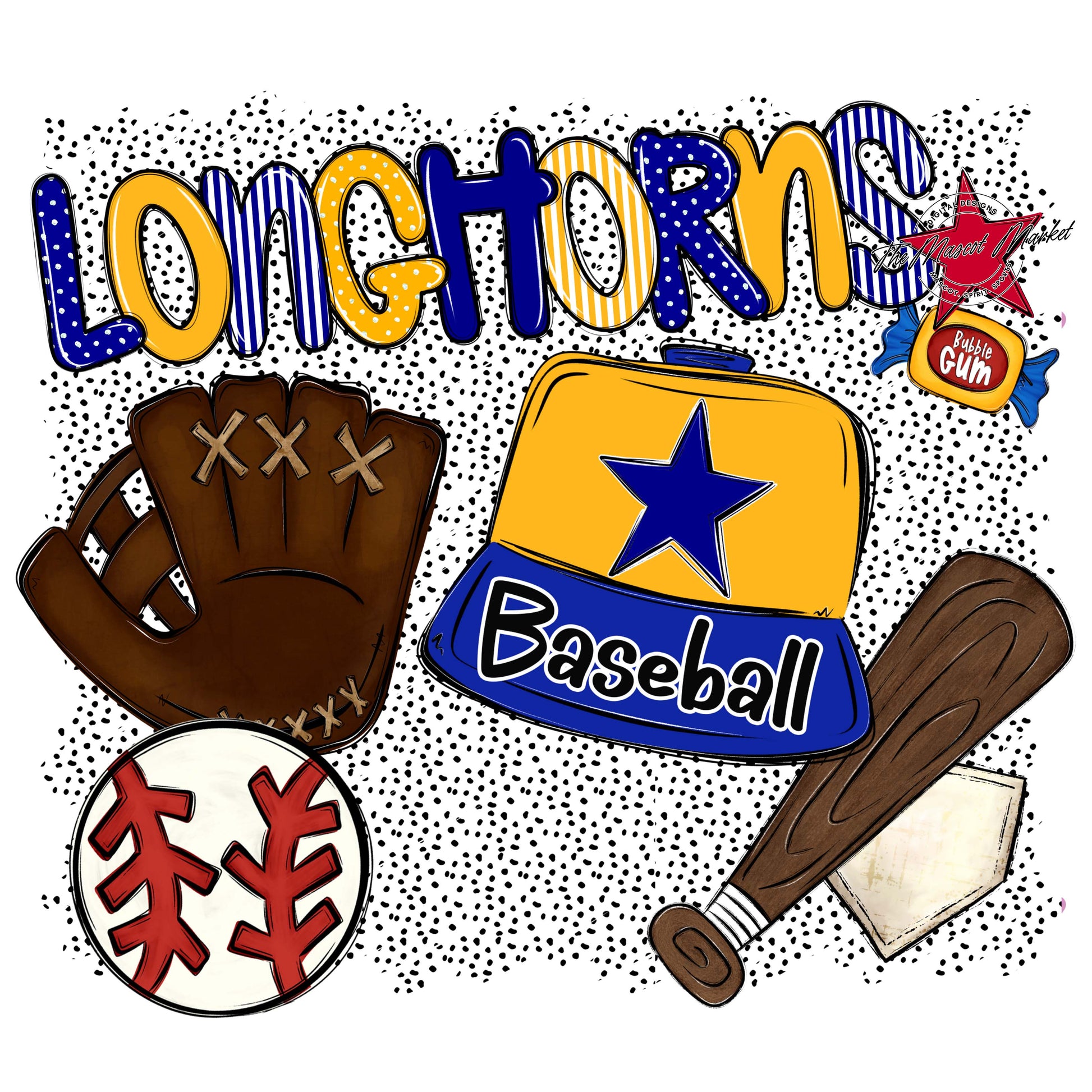 Longhorns Baseball Spirit-Blue & Yellow