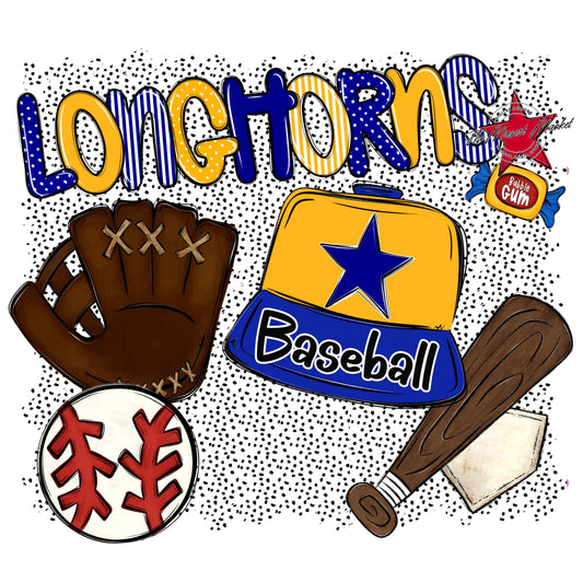 Longhorns Baseball Spirit-Blue & Yellow