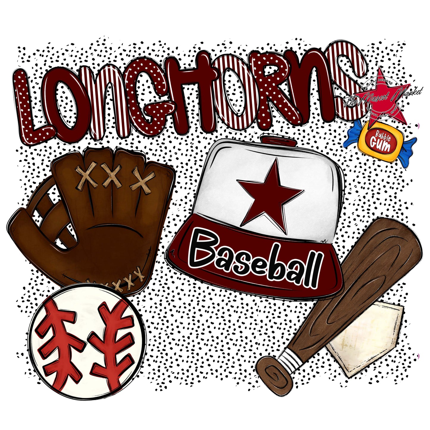 Longhorns Baseball Spirit-Maroon