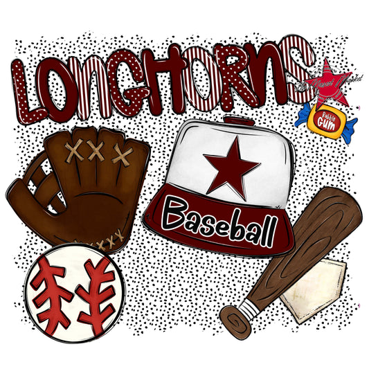 Longhorns Baseball Spirit-Maroon