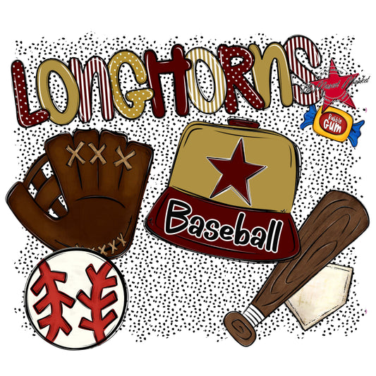 Longhorns Baseball Spirit-Maroon & Gold