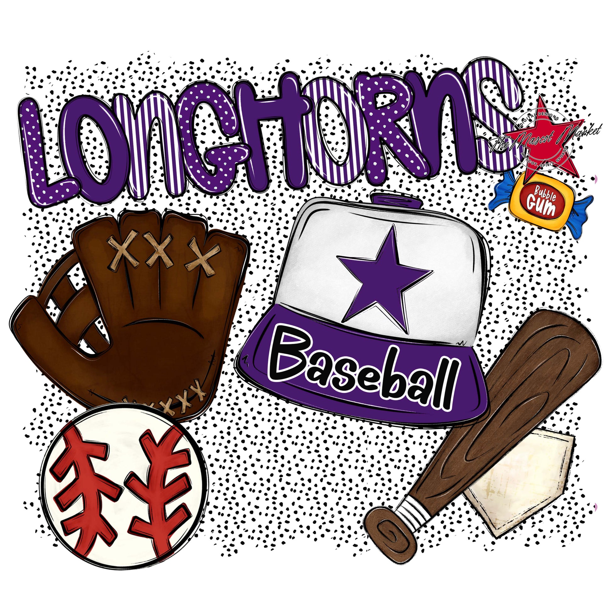 Longhorns Baseball Spirit-Purple