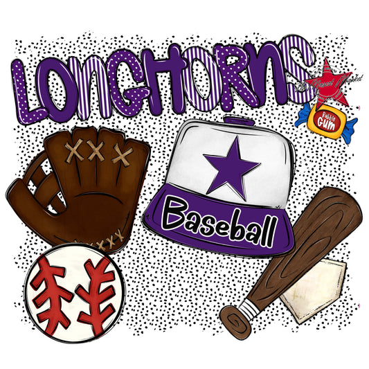 Longhorns Baseball Spirit-Purple