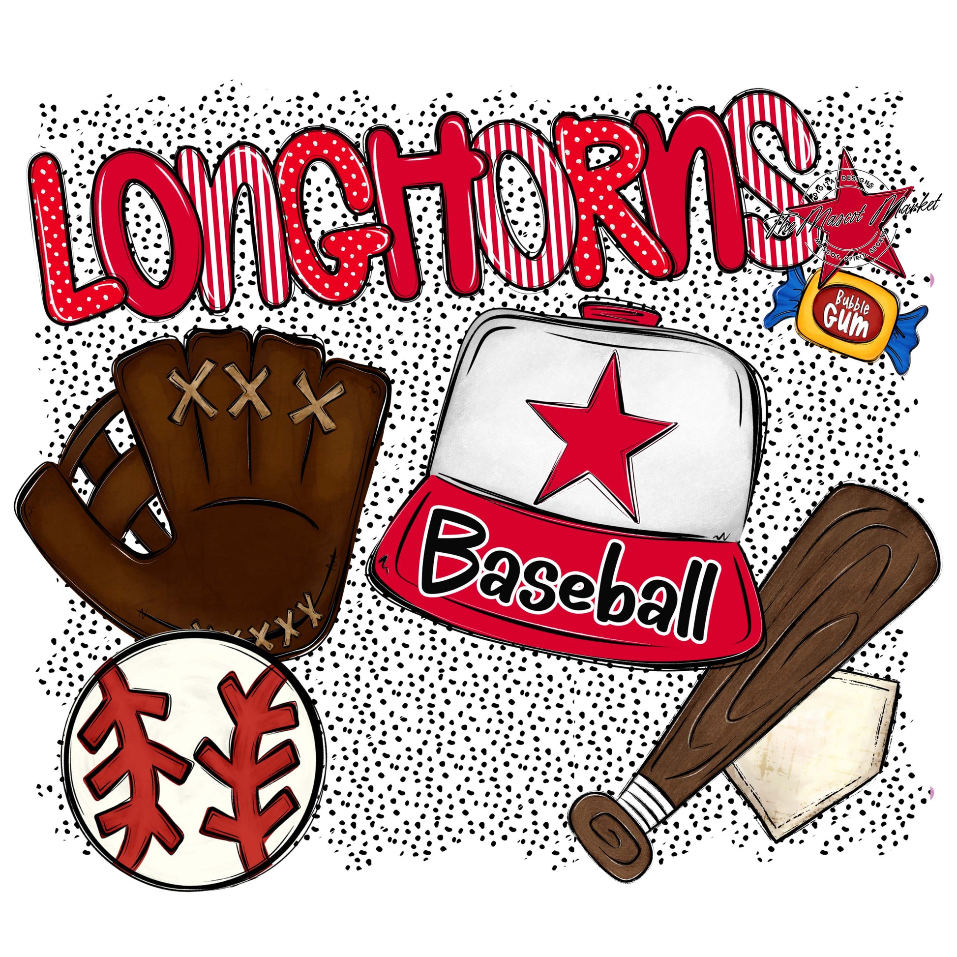 Longhorns Baseball Spirit-Red