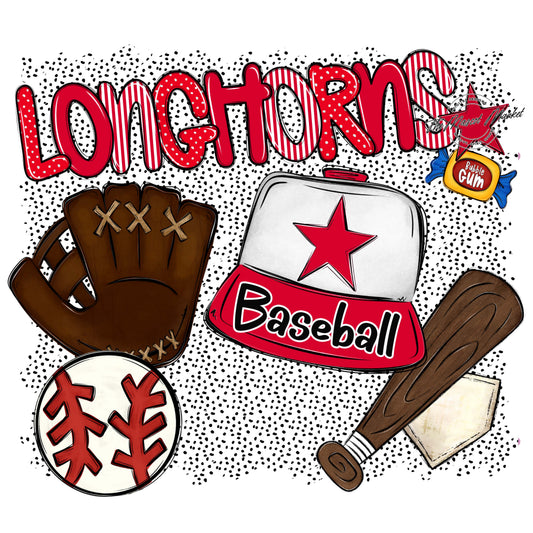 Longhorns Baseball Spirit-Red