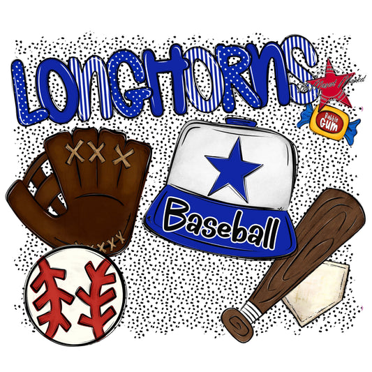 Longhorns Baseball Spirit-Royal Blue