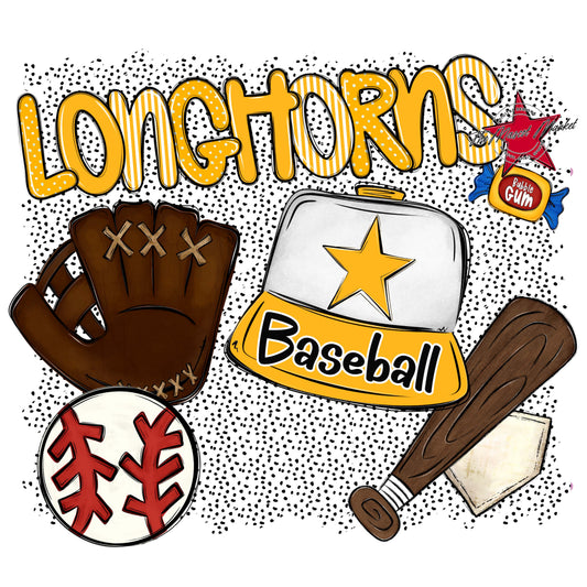 Longhorns Baseball Spirit-Yellow