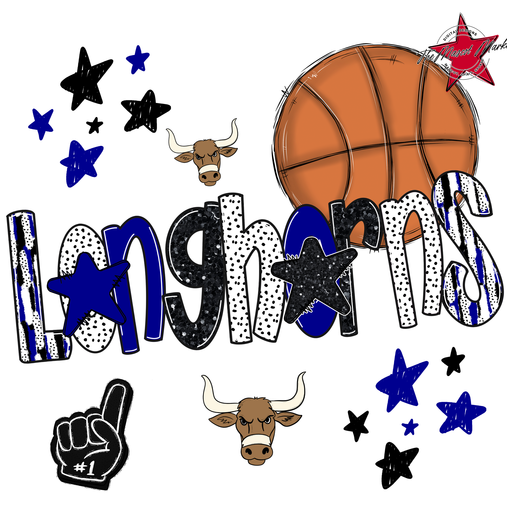 Longhorns Basketball Scrape-Blue