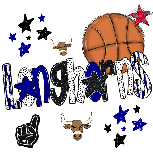 Longhorns Basketball Scrape-Blue