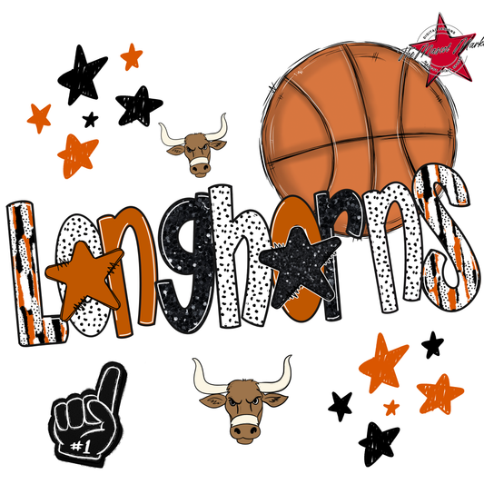 Longhorns Basketball Scrape-Burnt Orange