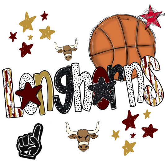 Longhorns Basketball Scrape-Maroon-Gold