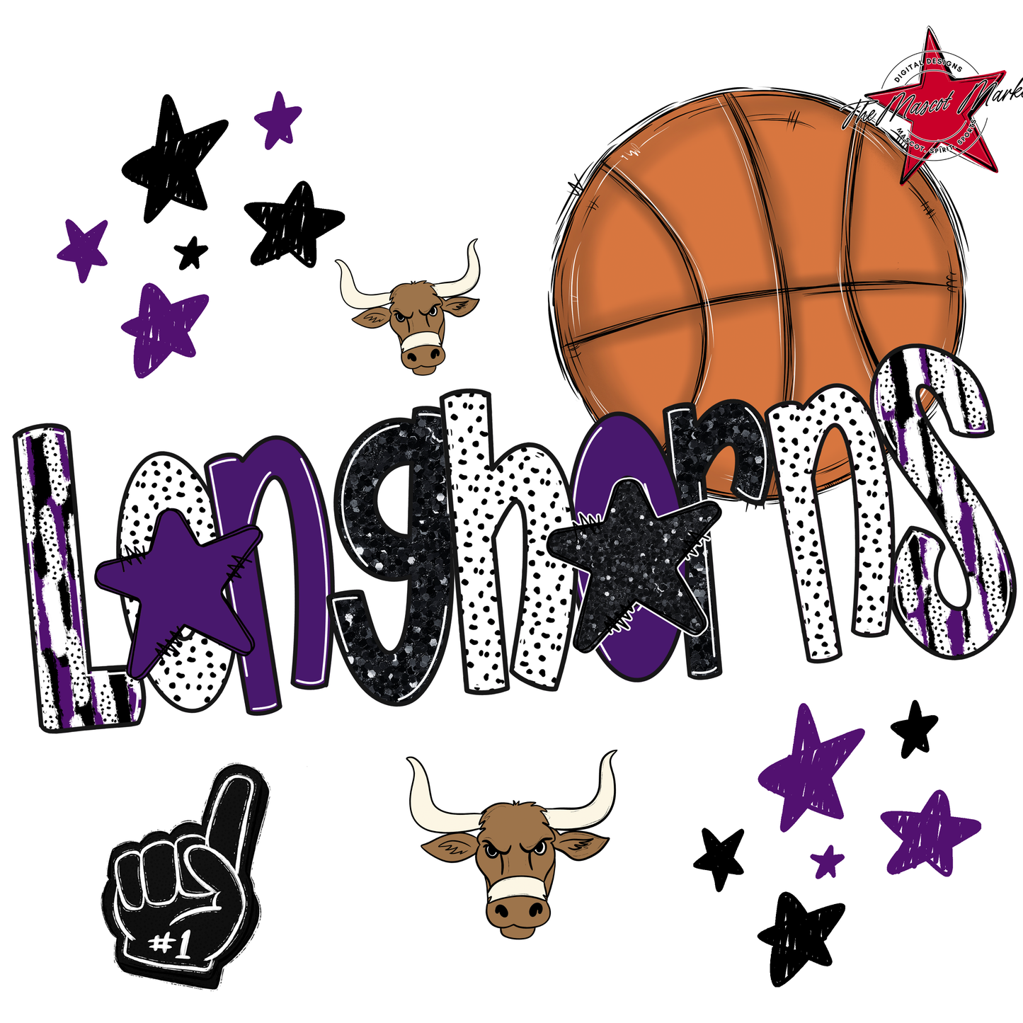 Longhorns Basketball Scrape-Purple