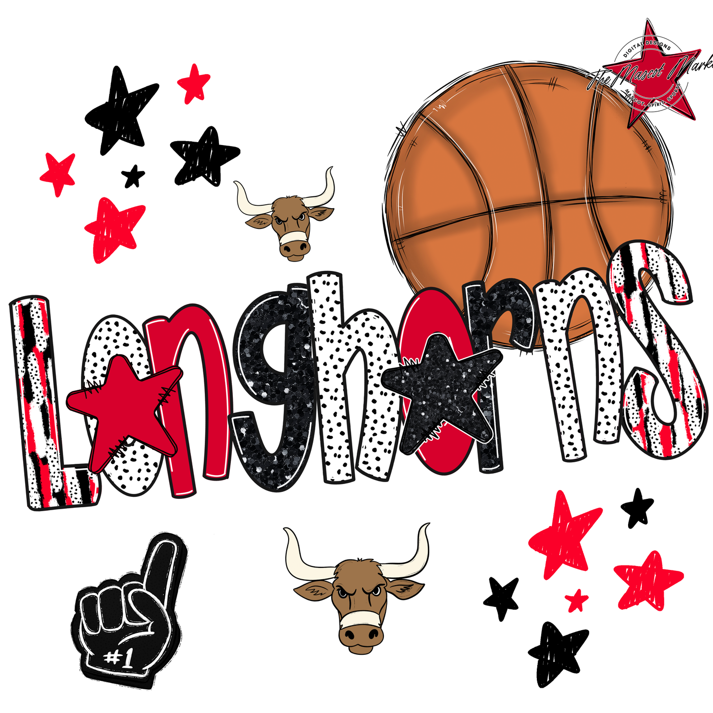 Longhorns Basketball Scrape-Red