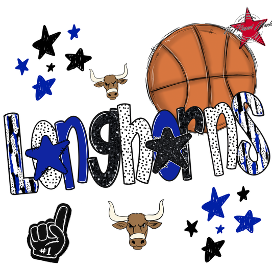Longhorns Basketball Scrape-Royal Blue