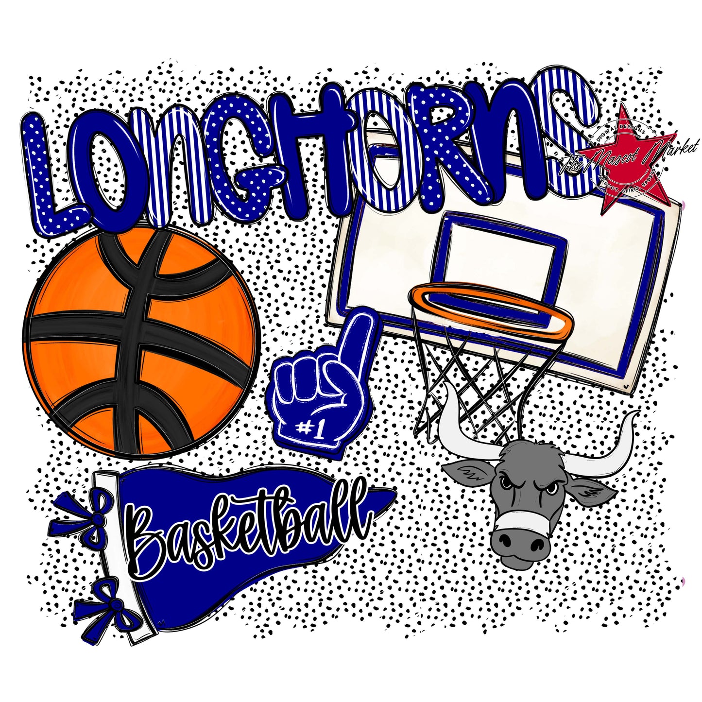 Longhorns Basketball Spirit-Blue