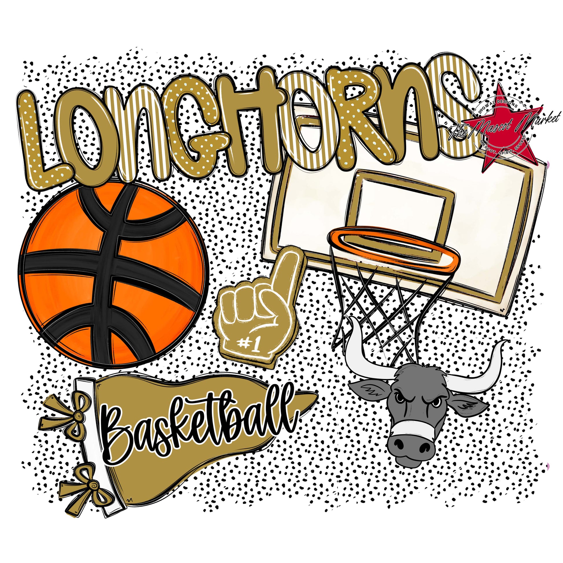 longhorns Basketball Spirit-Gold
