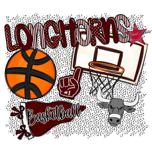 Longhorns Basketball Spirit-Maroon