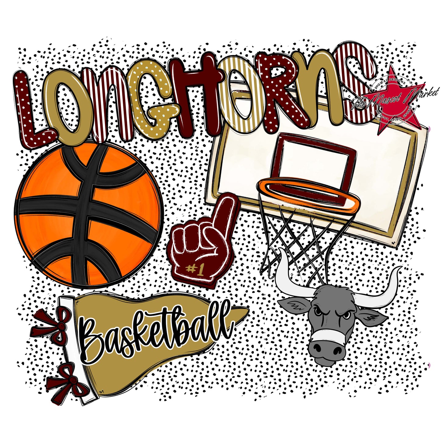 Longhorns Basketball Spirit-Maroon & Gold