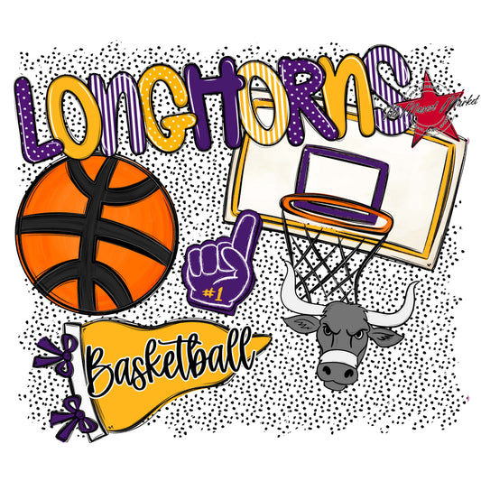 Longhorns Basketball Spirit-Purple & Yellow