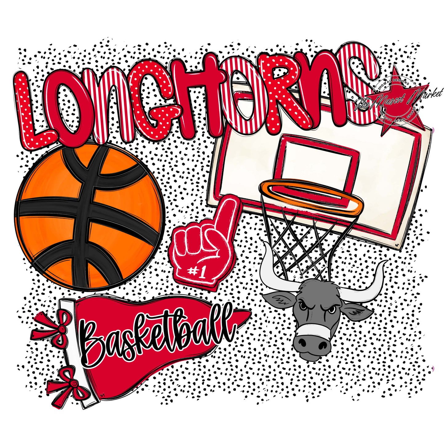 Longhorns Basketball Spirit-Red
