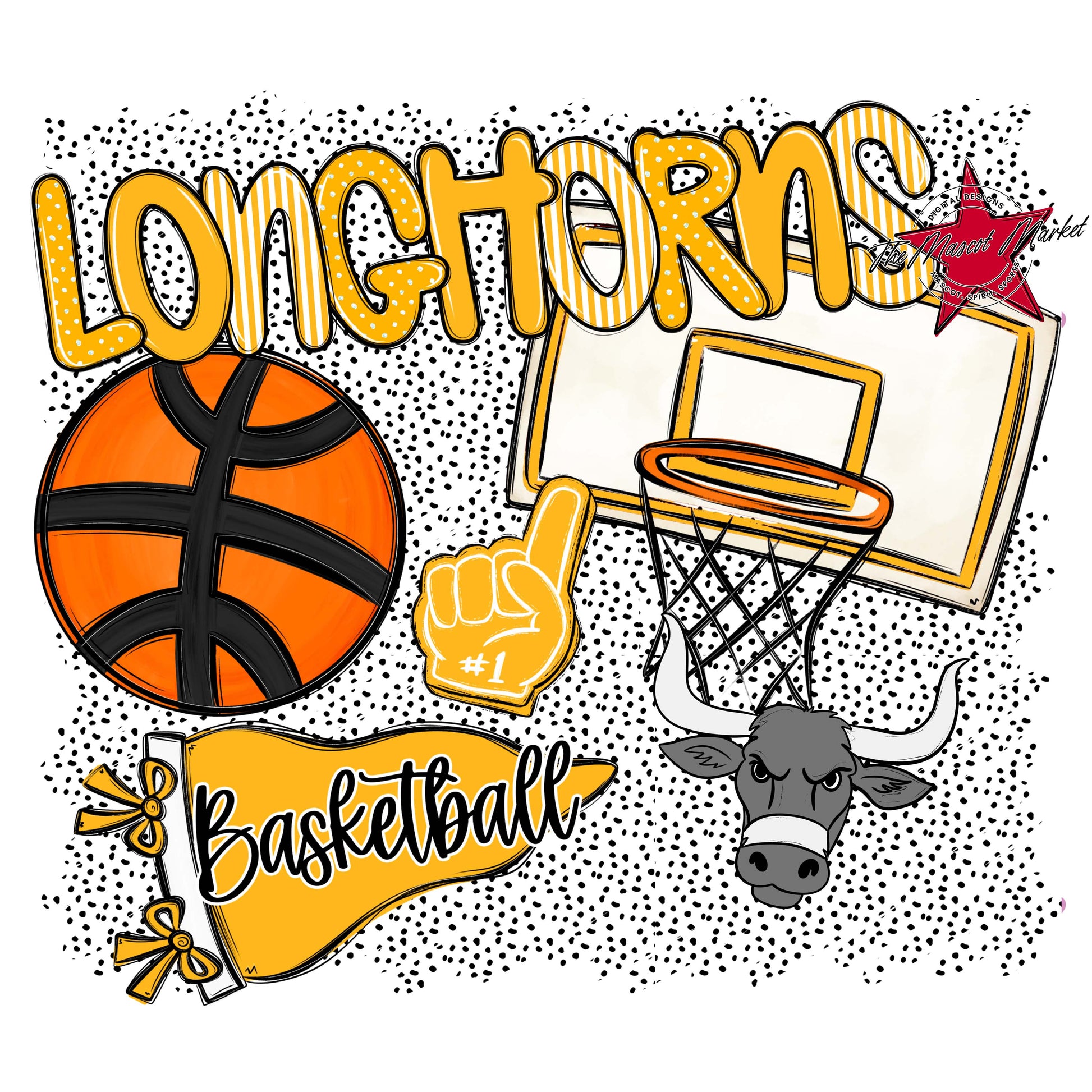Longhorns Basketball Spirit-Yellow