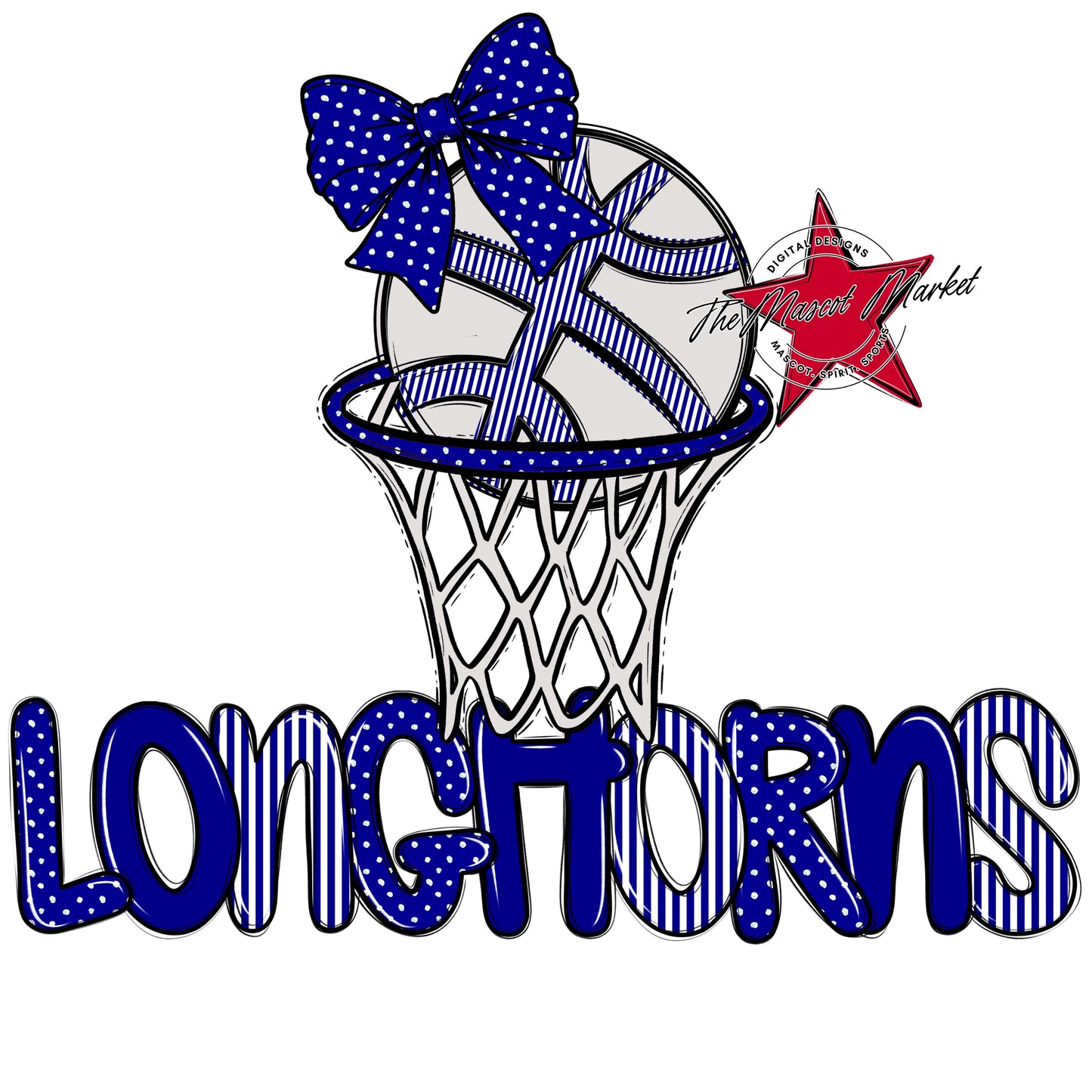 Longhorns Basketball Spirit Design-Blue