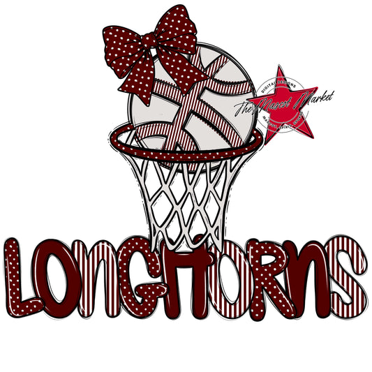 Longhorns Basketball Spirit Design-Maroon