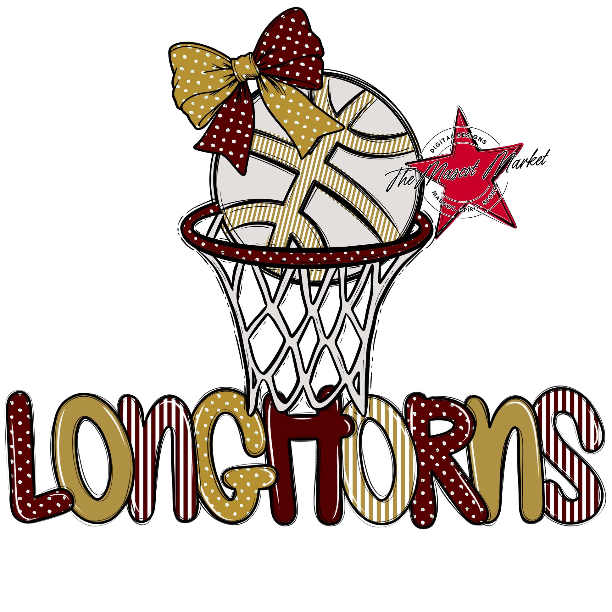 Longhorns Basketball Spirit Design-Maroon & Gold