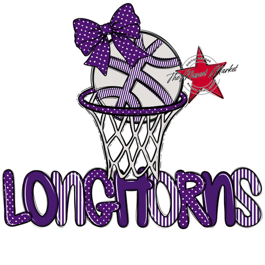 Longhorns Basketball Spirit Design-Purple