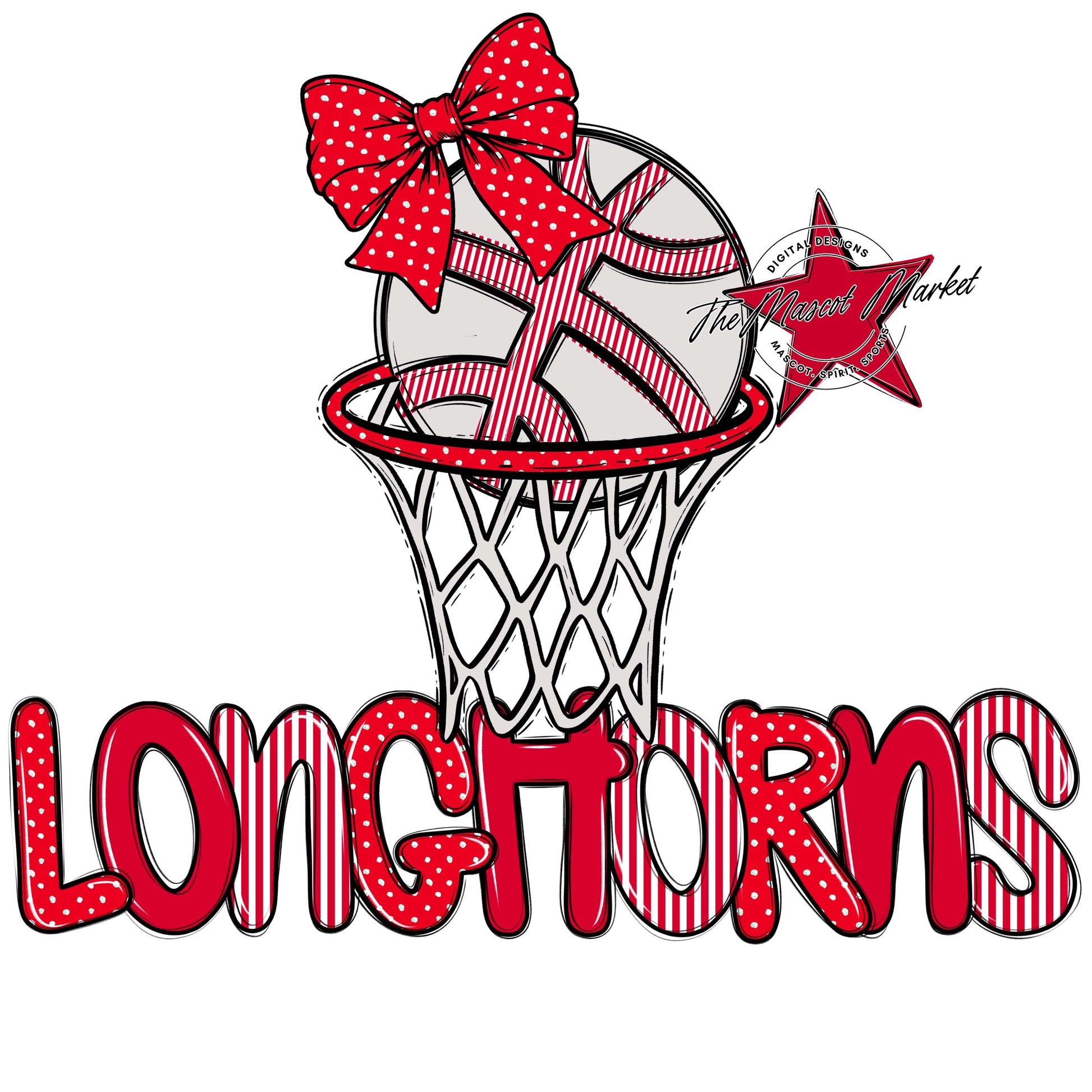 Longhorns Basketball Spirit Design-Red