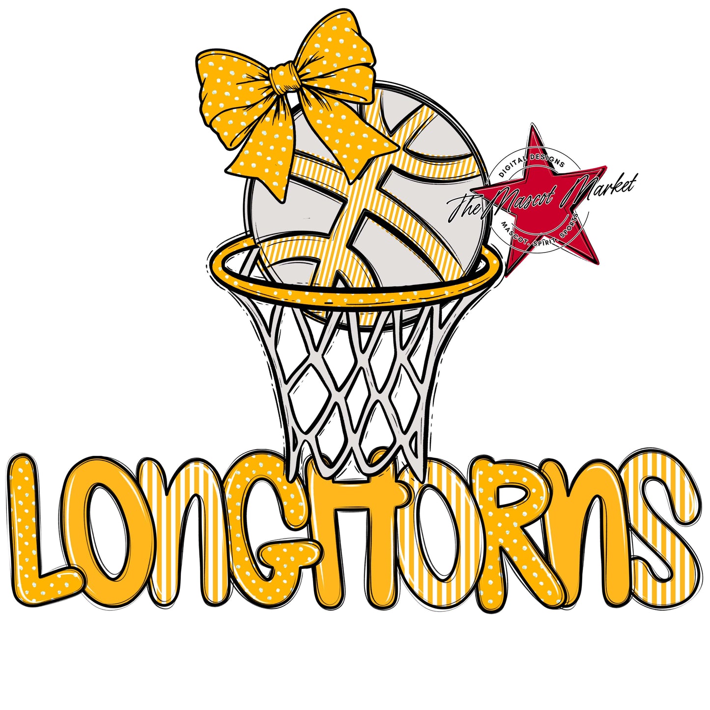 Longhorns Basketball Spirit Design-Yellow