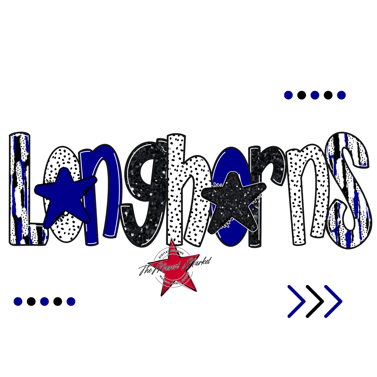 Longhorns Brushstroke Alpha w Arrows-Blue