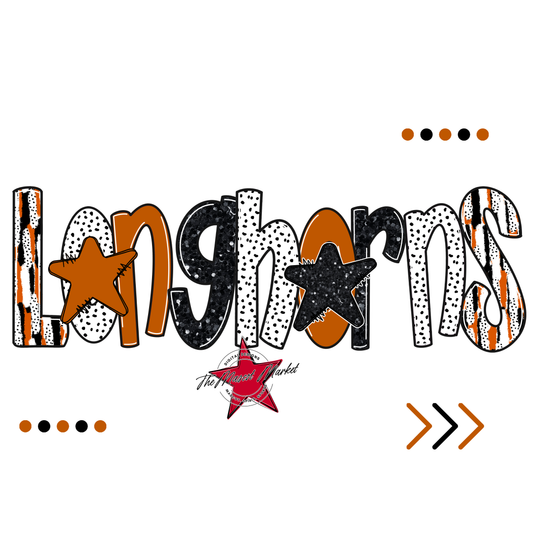 Longhorns Brushstroke Alpha w Arrows-Burnt Orange