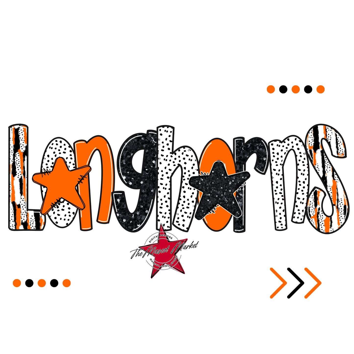 Longhorns Brushstroke Alpha w Arrows-Orange