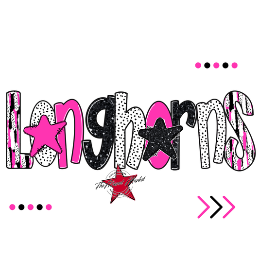 Longhorns Brushstroke Alpha w Arrows-Pink