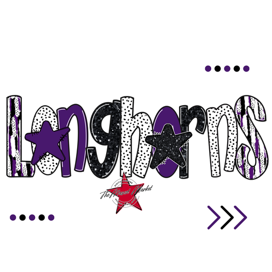 Longhorns Brushstroke Alpha w Arrows-Purple