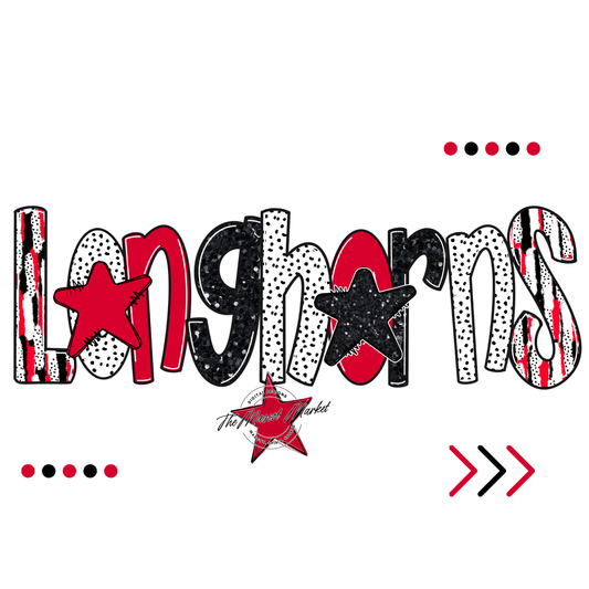 Longhorns Brushstroke Alpha w Arrows-Red
