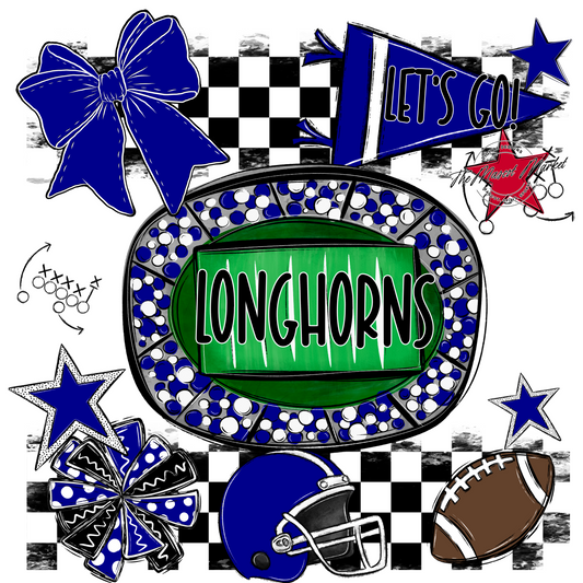 Longhorns Checkers Spirit Design-Blue