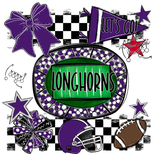 Longhorns Checkers Spirit Design-Purple