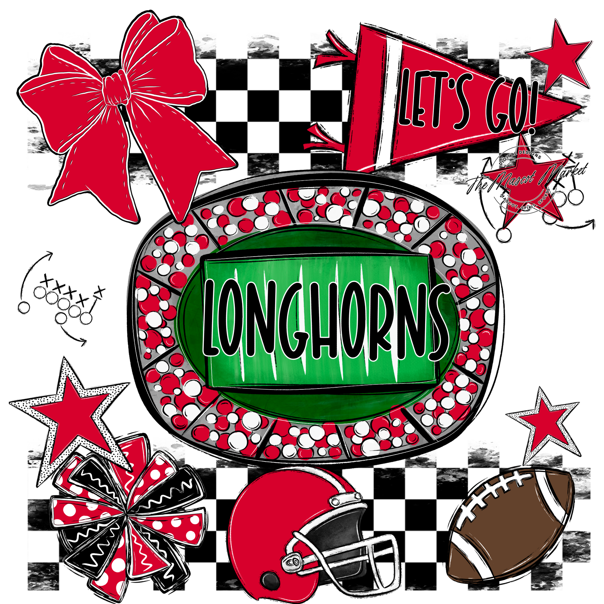 Longhorns Checkers Spirit Design-Red