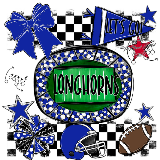 Longhorns Checkers Spirit Design-Royal Blue