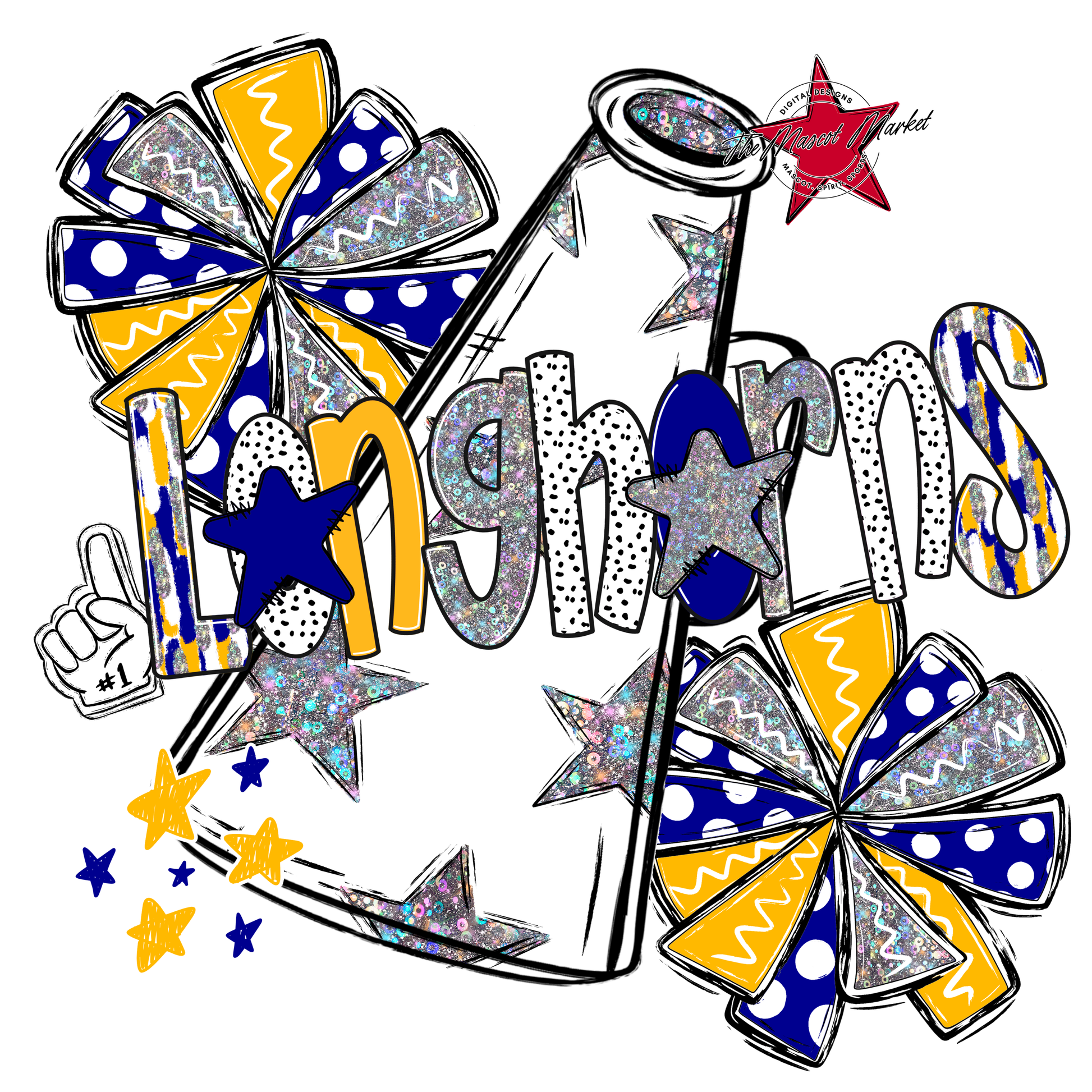 Longhorns Cheer Megaphone Scrape-Blue-Yellow