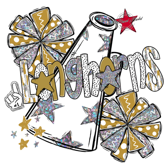 Longhorns Cheer Megaphone Scrape-Gold