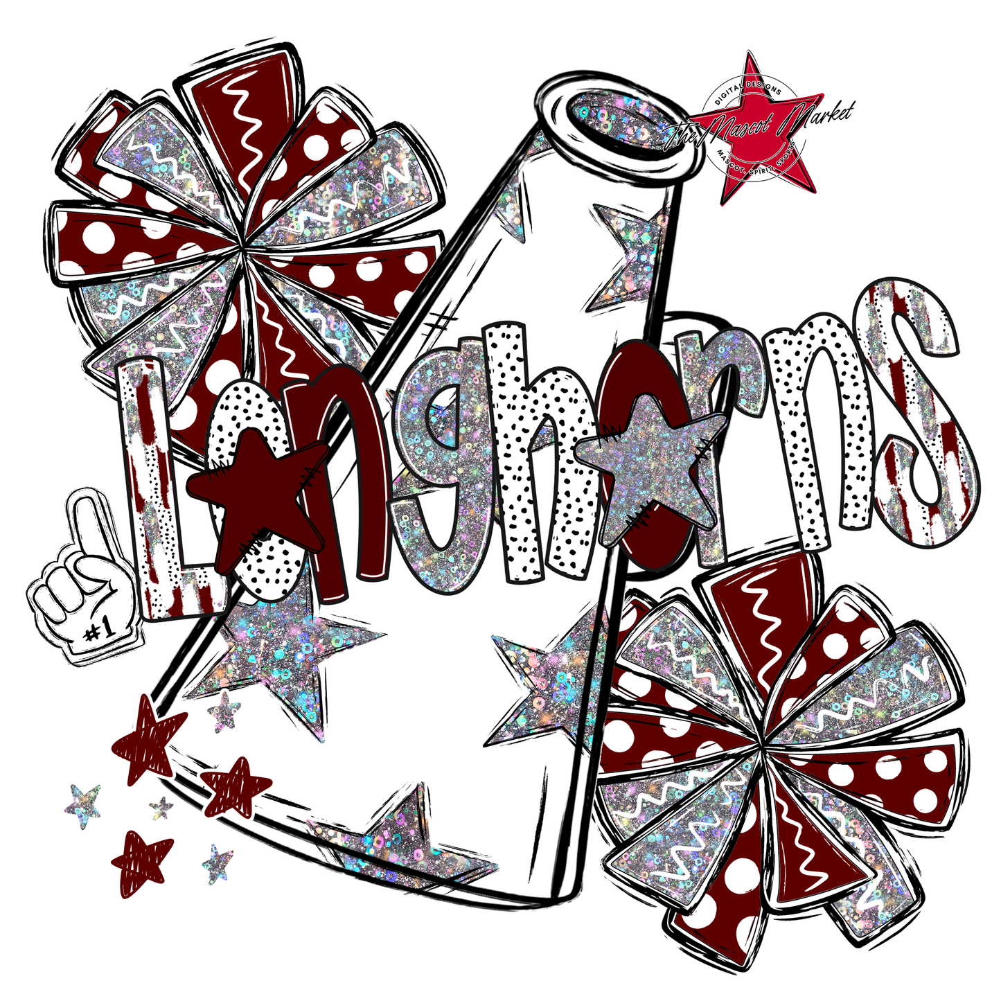 Longhorns Cheer Megaphone Scrape-Maroon